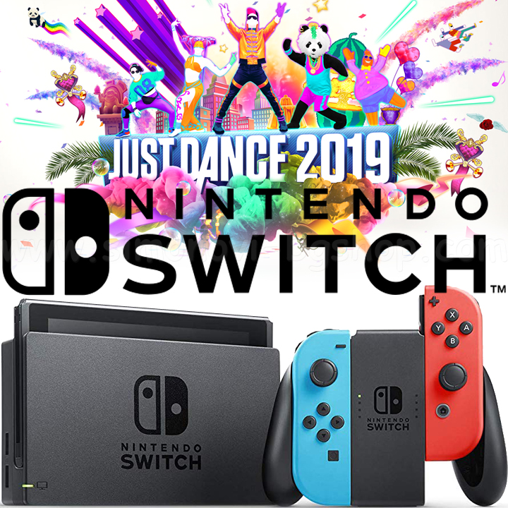 Nintendo Switch - Red & Blue + Just Dance 2019 Bundle