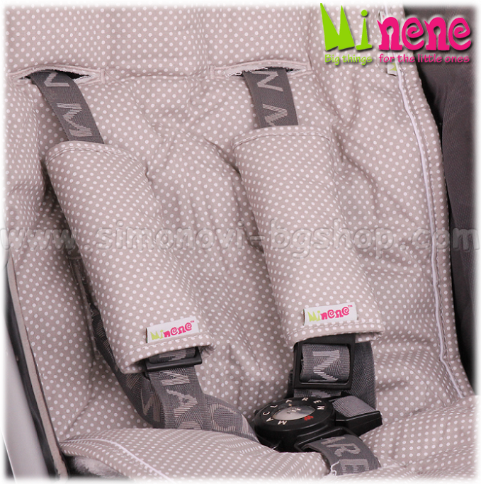 *Minene® Мека хавлиена подложка за количка Grey Dots *Minene® Мека хавлиена подложка за количка Grey Dots