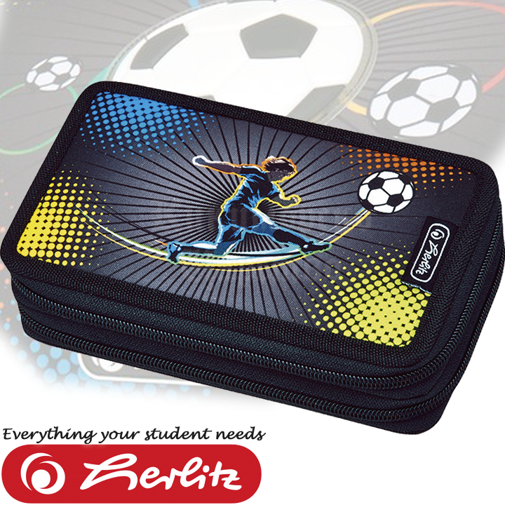 *Herlitz Mix Boys Празен несесер с 2 ципа Soccer 50008582 *Herlitz Mix Boys Празен несесер с 2 ципа Soccer 50008582
