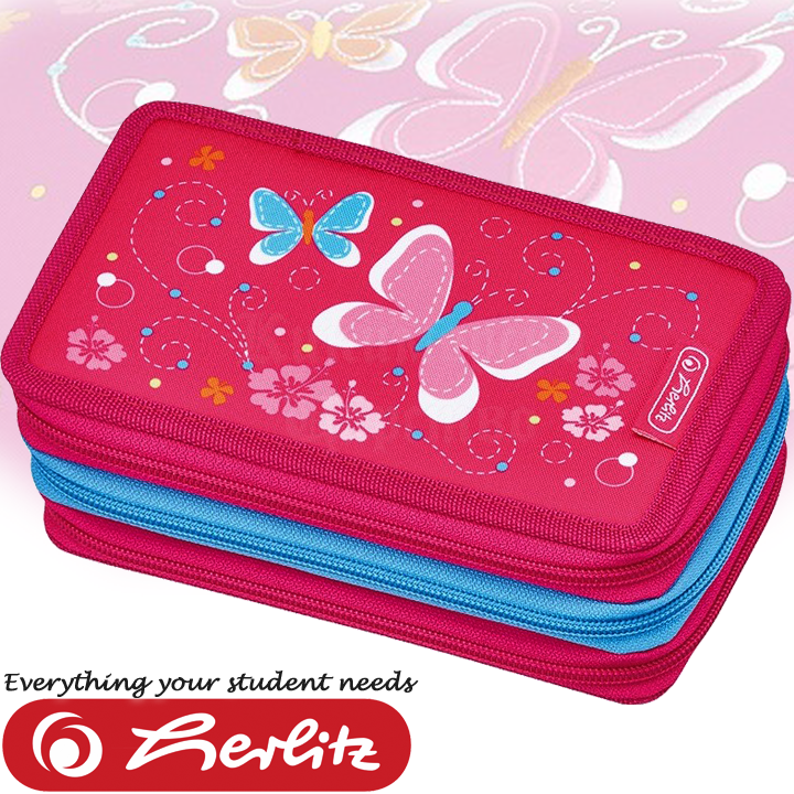 Herlitz Midi Троен несесер - празен Butterfly 50008568 Herlitz Midi Троен несесер - празен Butterfly 50008568