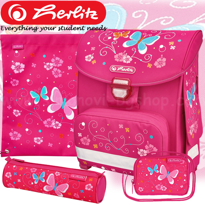 Ученическа раница за първи клас Herlitz Smart Butterfly с аксесоари 50007912 Ученическа раница за първи клас Herlitz Smart Butterfly с аксесоари 50007912