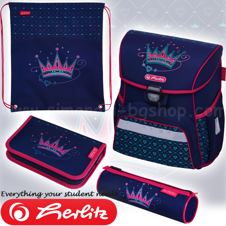 Ученическа раница за първи клас Herlitz Loop Crown с аксесоари Ученическа раница за първи клас Herlitz Loop Crown с аксесоари