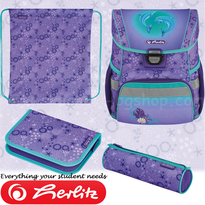 *2021 Herlitz Loop Plus Ергономична ученическа раница Dolphins 50032457 *2021 Herlitz Loop Plus Ергономична ученическа раница Dolphins 50032457
