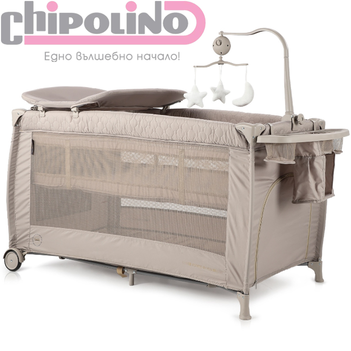 Chipolino Portable playpen on 2 levels Bella/Bella MacadamiaKOSIB0243MA