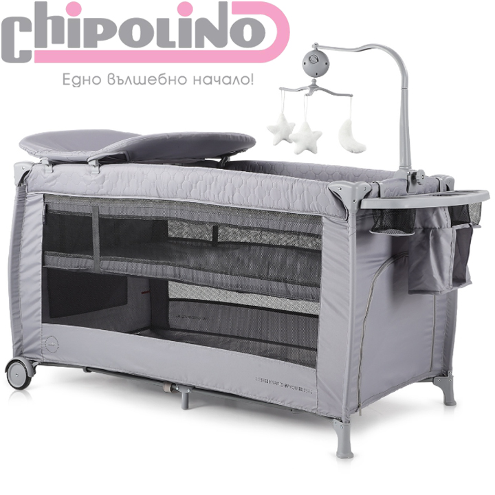 Chipolino Tarc portabil pe 2 nivele Bella/Bella Grey KOSIB0242AS