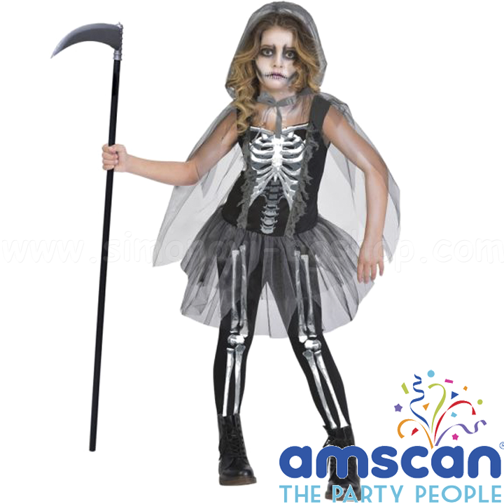 * Amscan  Skeleton Reaper Girl 12-14 9903436