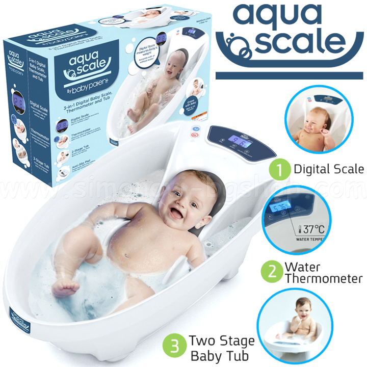 BabyPatent Baie digitala pentru bebelusi cu scara si termometru Aquascale 3in1 3
