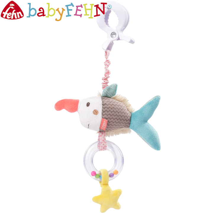 Baby Fehn Bruno Играчка с вибрация и дрънкалка рибка с щипка 60171 Baby Fehn Bruno Играчка с вибрация и дрънкалка рибка с щипка 60171