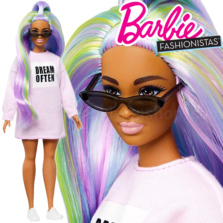 * Barbie Fashionistas Doll Long Rainbow Hair GHW52 # 136