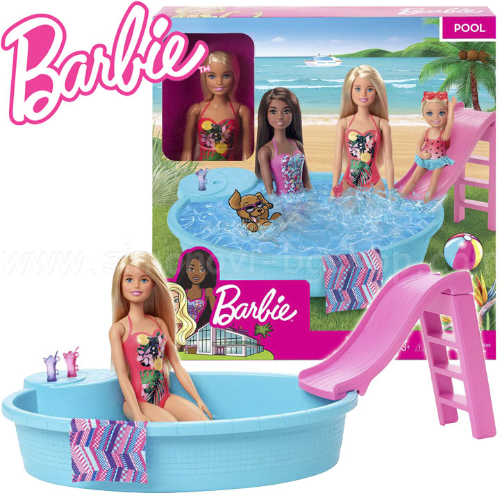 *Barbie® Кукла Барби с басейн и аксесоари GHL91 *Barbie® Кукла Барби с басейн и аксесоари GHL91