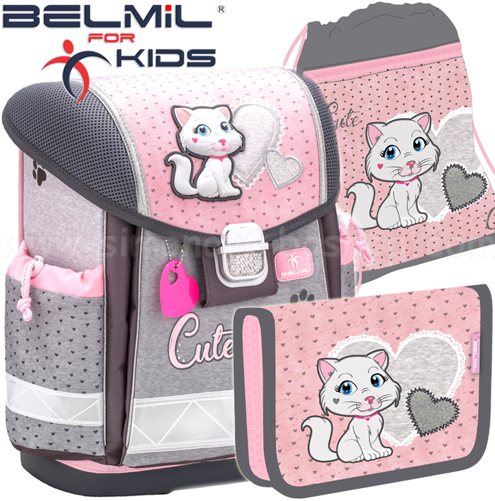 Ученическа раница за първи клас с аксесоари Belmil Classy Cute Caty 403-13-27 Ученическа раница за първи клас с аксесоари Belmil Classy Cute Caty 403-13-27