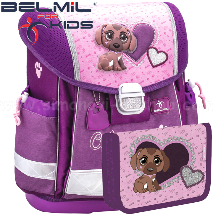 Ученическа раница за първи клас с аксесоари Belmil Classy Cute Puppy 403-13-28 Ученическа раница за първи клас с аксесоари Belmil Classy Cute Puppy 403-13-28