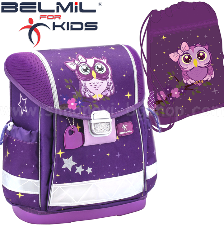Ученическа раница за първи клас с аксесоари Belmil Classy Owl 403-13-26 Ученическа раница за първи клас с аксесоари Belmil Classy Owl 403-13-26