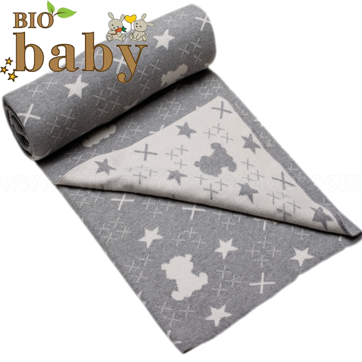 BIO Baby Двулицево бебешко одеяло от 100% органичен памук в сиво 97218315 BIO Baby Двулицево бебешко одеяло от 100% органичен памук в сиво 97218315