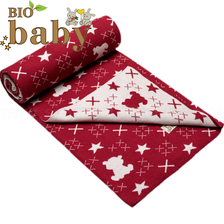 BIO Baby Двулицево бебешко одеяло от 100% органичен памук в бордо 97218317 BIO Baby Двулицево бебешко одеяло от 100% органичен памук в бордо 97218317
