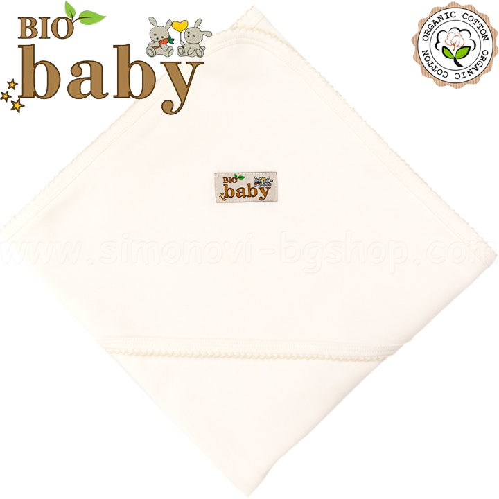 BIO Baby Двойна пелена с качулка от органичен памук в екрю 19721110-4 BIO Baby Двойна пелена с качулка от органичен памук в екрю 19721110-4