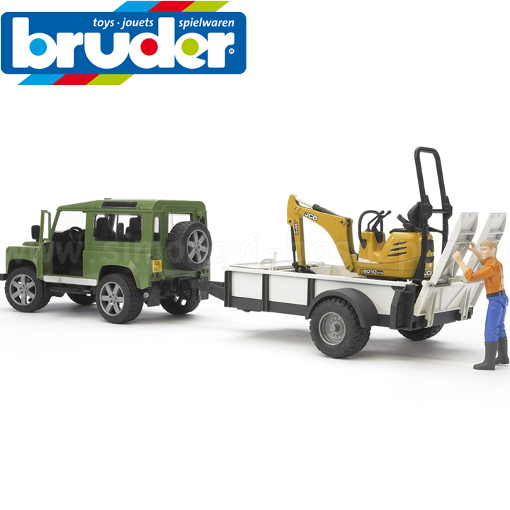 Bruder Джип с ремарке и ескаватор LAND ROVER 02593 Bruder Джип с ремарке и ескаватор LAND ROVER 02593