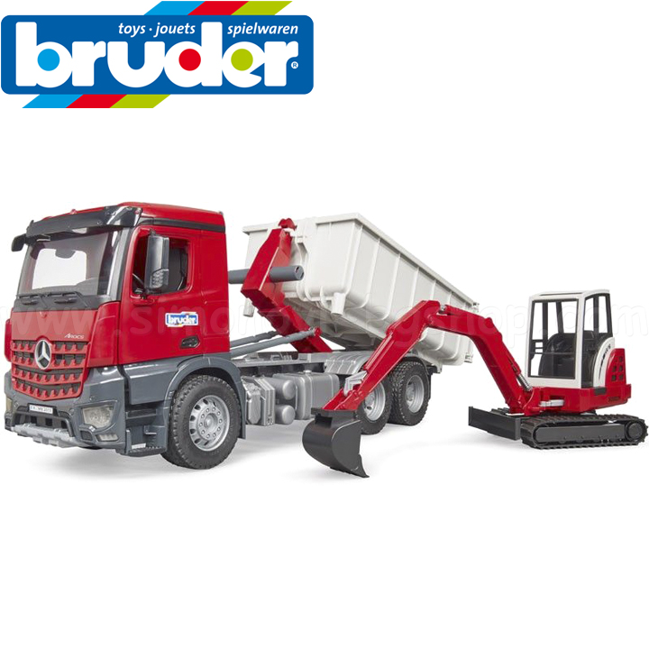 Bruder Камион с въртящ се контейнер и мини багер MERCEDES BENZ AROCS 03624 Bruder Камион с въртящ се контейнер и мини багер MERCEDES BENZ AROCS 03624