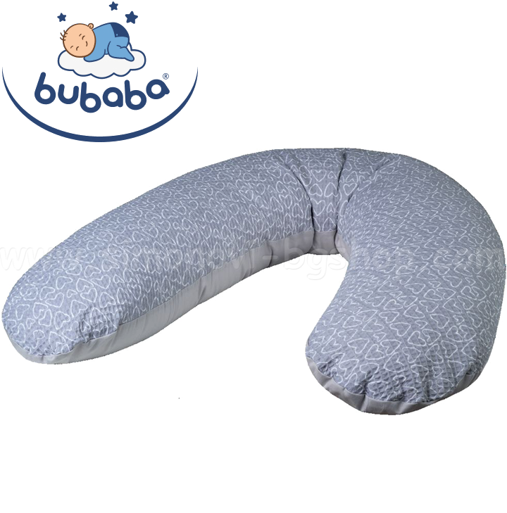 *Bubaba Възглавница за кърмене Grey Hearts 41038 *Bubaba Възглавница за кърмене Grey Hearts 41038