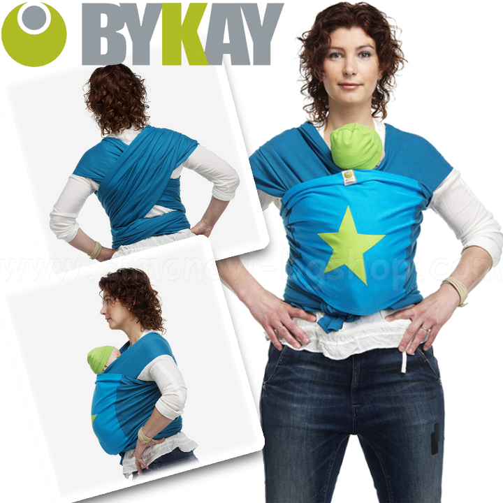 ByKay Baby sling - blue shawl with green star size M (30030M)