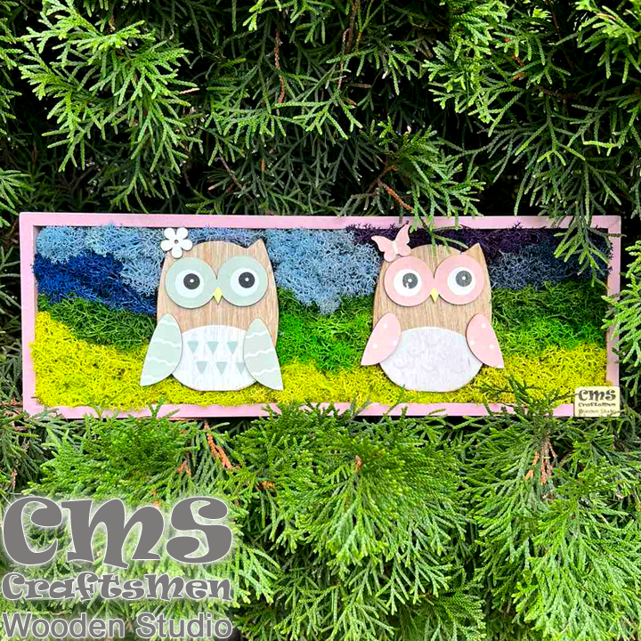 Crafts Men Studio     "Green Two Owls"
