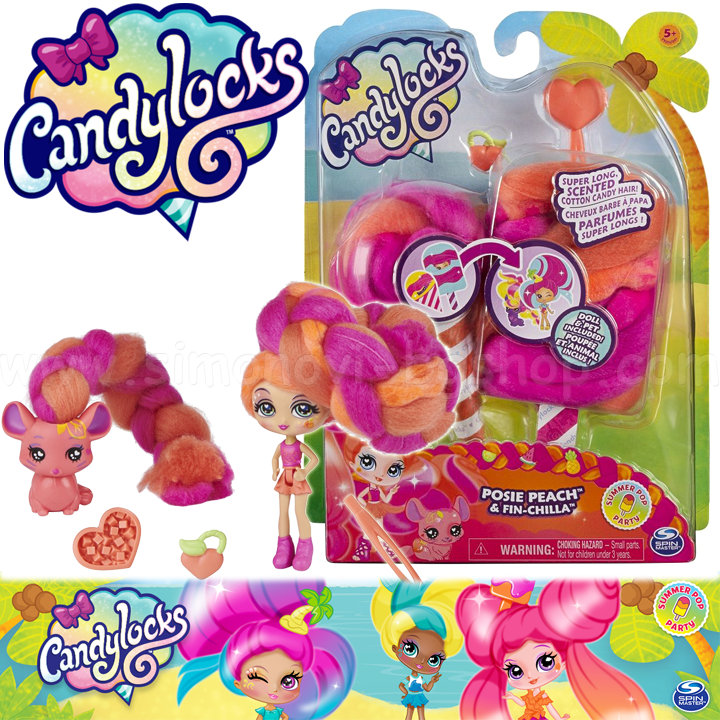 * Candylocks Papusa draguta cu animal de companie Posie Peach & Fin Chilla 60562