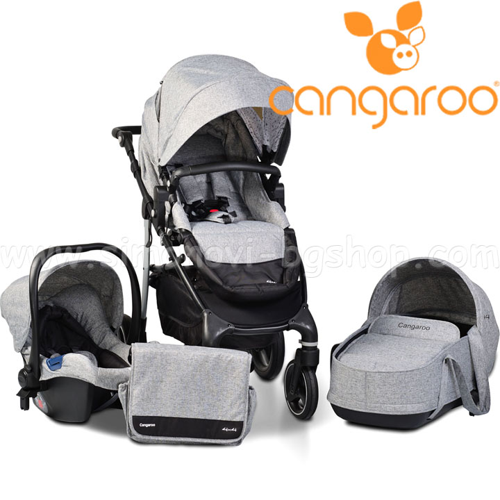 2019 Cangaroo Комбинирана детска количка 3в1 Grey 2019 Cangaroo Комбинирана детска количка 3в1 Grey