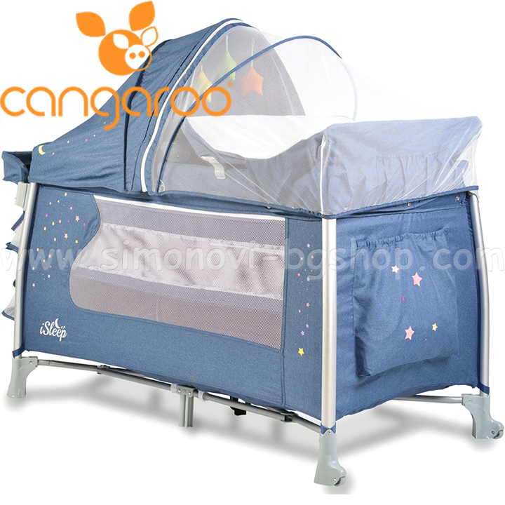 CANGAROO Two-level baby cot ISleep Denim 107346