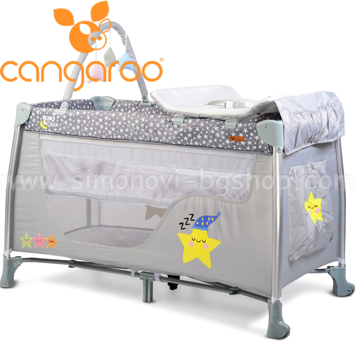 CANGAROO Baby cot on two levels Good Night Gray