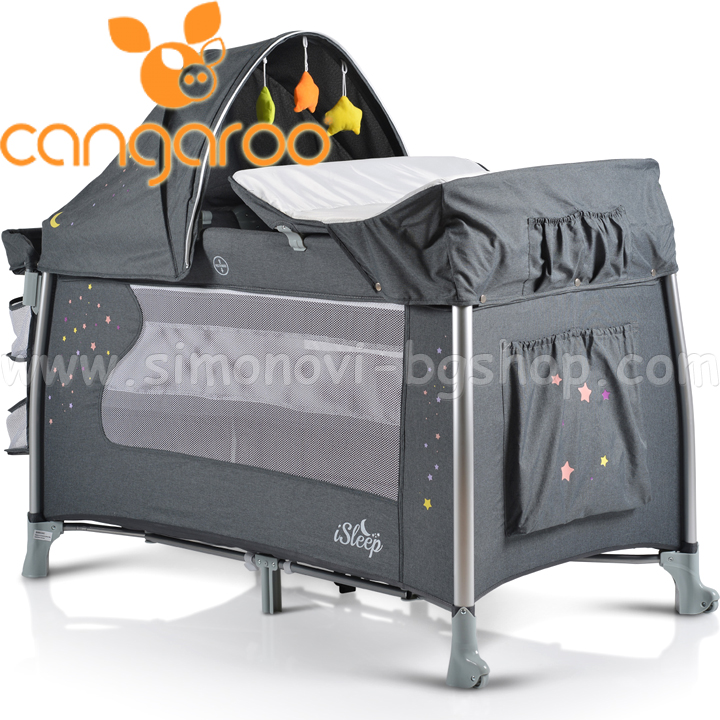 2021 CANGAROO Baby cot on two levels ISleep Graphit