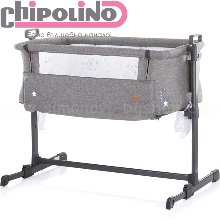 2020 Chipolino Cot with movable side "Near me" Stars Graphite KOSCLO203GR
