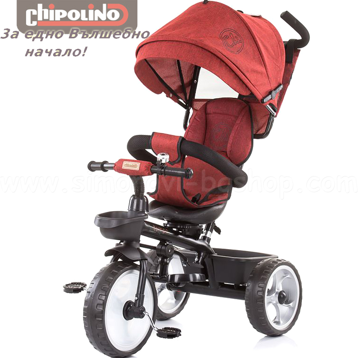 *Chipolino Детска триколка със сенник и дръжка Tempo в червено *Chipolino Детска триколка със сенник и дръжка Tempo в червено