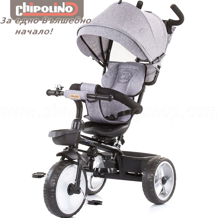 *Chipolino Детска триколка със сенник и дръжка Tempo в сиво *Chipolino Детска триколка със сенник и дръжка Tempo в сиво