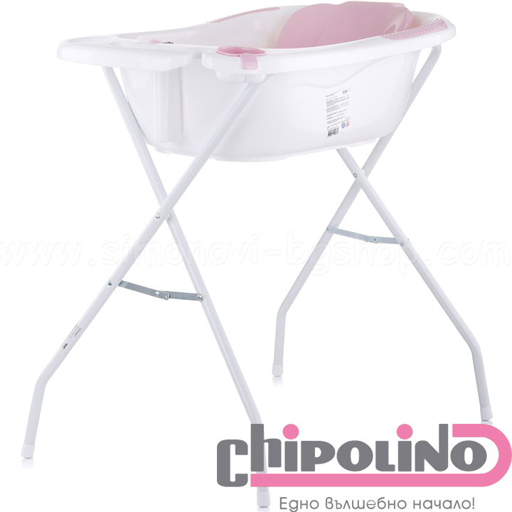 Chipolino Bathtub with stand, thermometer and pad Vela Pink VKVE00212PI