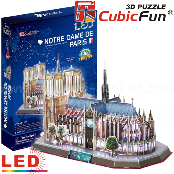 *3D Cubic Fun Puzzles LED   149. Notre Dame de Paris