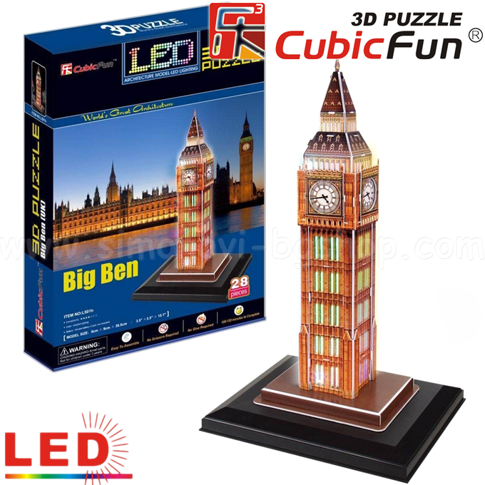 *3D Cubic Fun Puzzles LED   28. Big Ben L501h