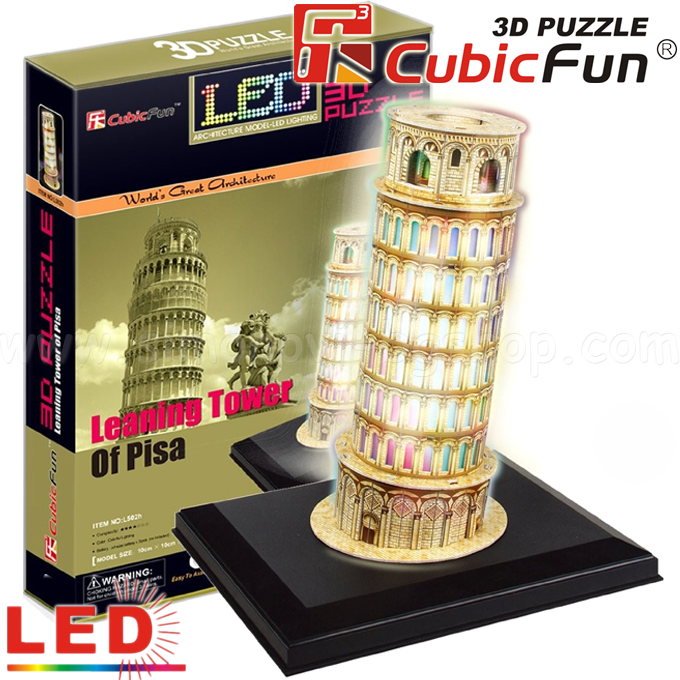 *3D Cubic Fun Puzzles LED   15. Pisa Tower L502h