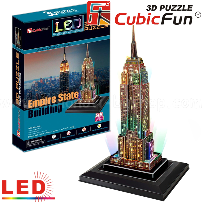 *3D Cubic Fun Puzzles LED   38. Empire State Buildin