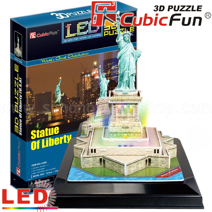 *3D Cubic Fun Puzzles LED   37. Statue of Liberty L5