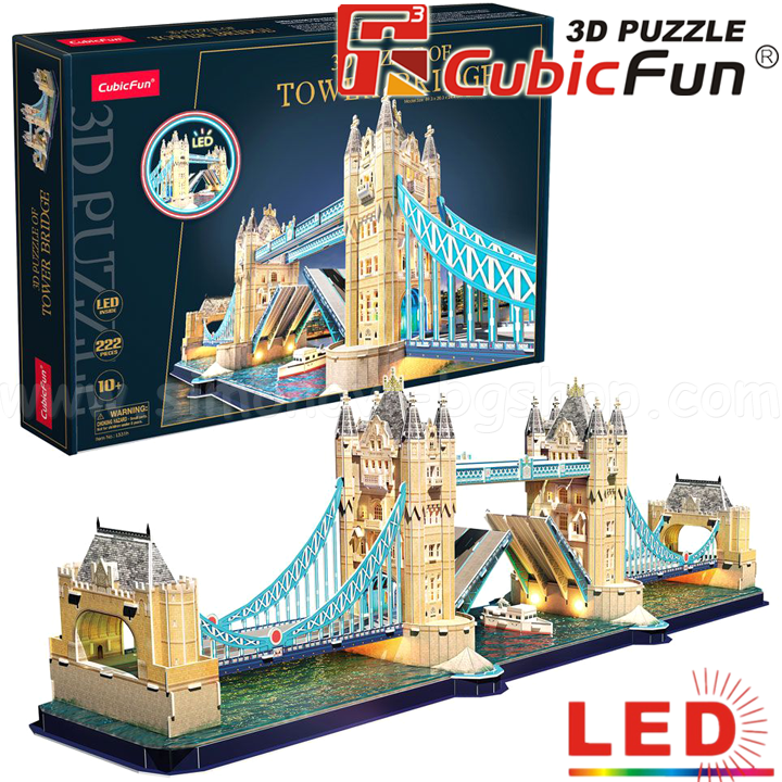 * Puzzle-uri 3D Cubic Fun Puzzle pentru copii cu LED Tower Bridge 222h. L531h
