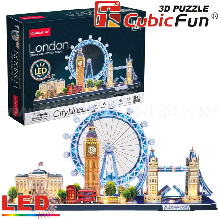 * 3D Cubic Fun Puzzles LED   City Line London 186. L532h