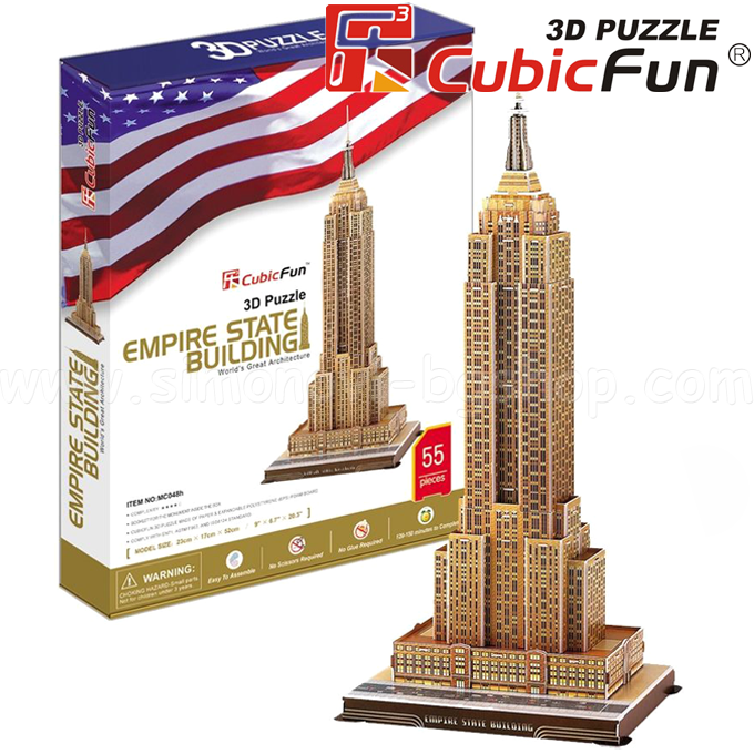 * 3D Cubic Fun Puzzle-uri Puzzle pentru copii 66ch. Empire State Building MC048h