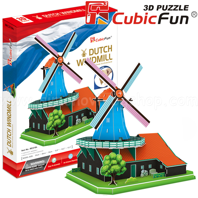 * 3D Cubic Fun puzzle-uri pentru copii Puzzle 71 ore. OLANDEZ WINDMILL MC219h