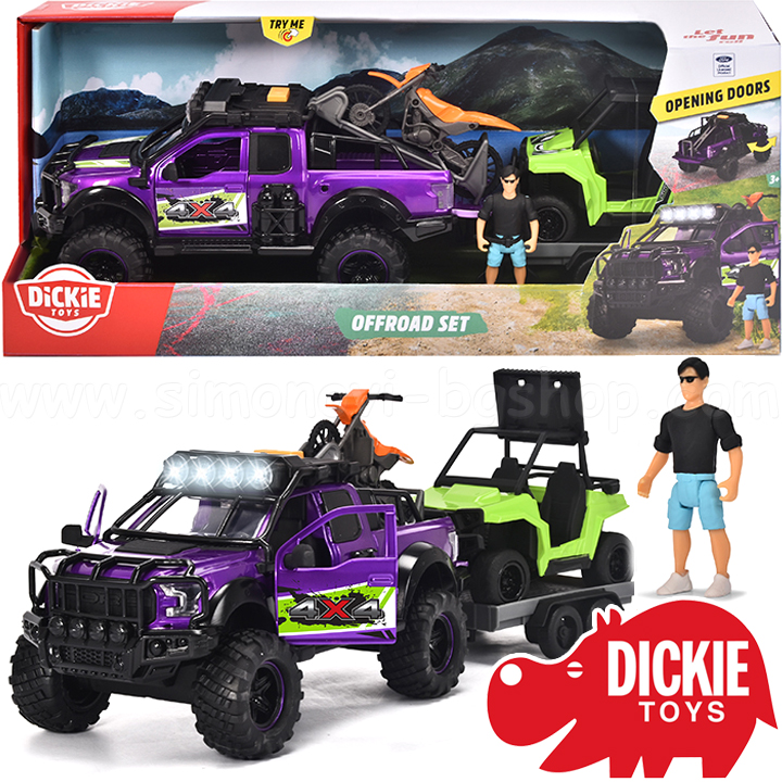 Dickie Toys Jeep cu remorcă cu ATV și motocicletă murdărie 3