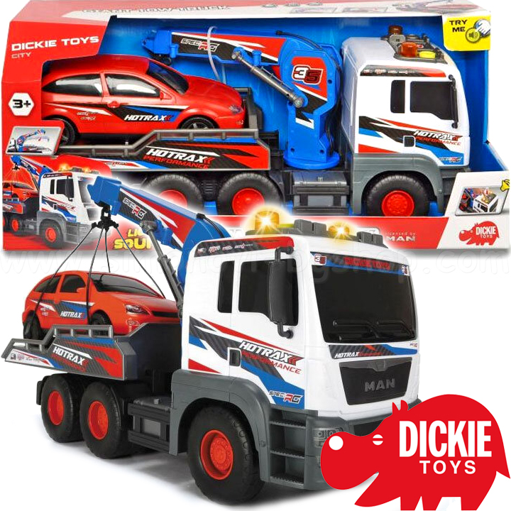 *Dickie Toys Голям камион пътна помощ с автомобил със звук и светлина 203749025 *Dickie Toys Голям камион пътна помощ с автомобил със звук и светлина 203749025