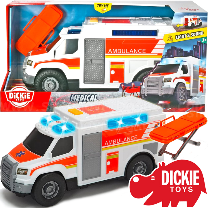 Dickie Toys Ambulanta 30 cm.Sunet si lumina 203306002
