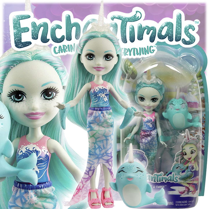 Enchantimals JungleWood Small Naddie Narwhaldoll and Sword GJX41