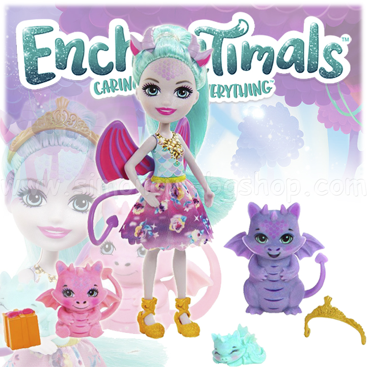 Enchantimals Royals Family Dragon Doll with three animals 3402354