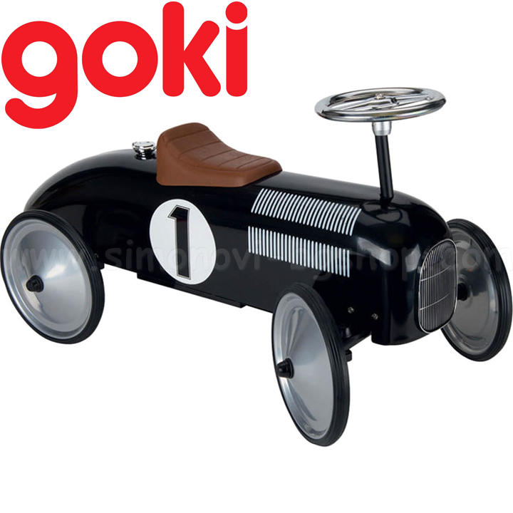 Goki Метална кола за яздене и бутане с крачета в черно 14164 Goki Метална кола за яздене и бутане с крачета в черно 14164