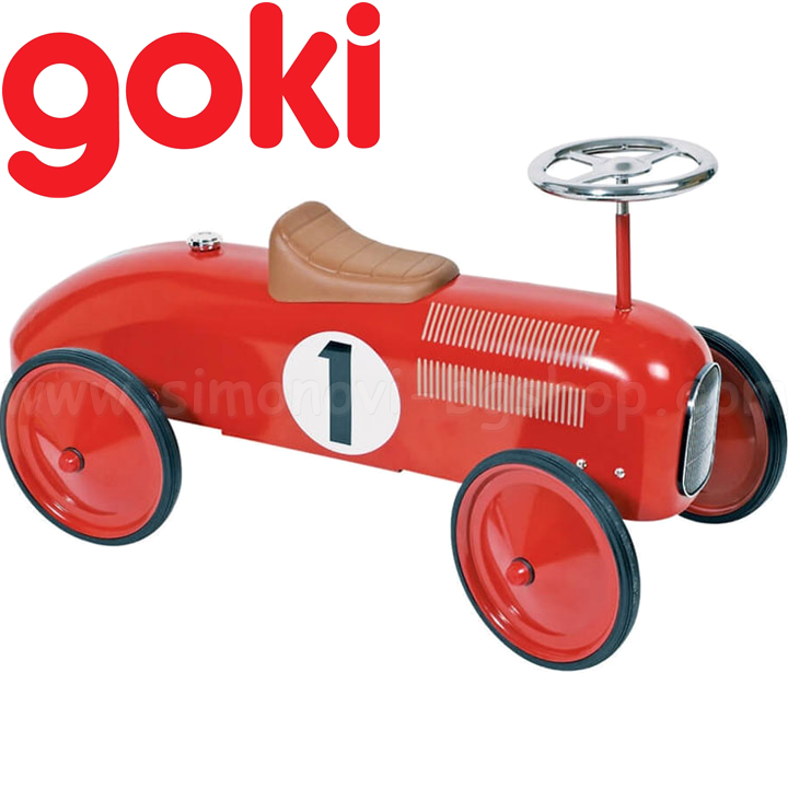 Goki Метална кола за яздене и бутане с крачета в червено 14135 Goki Метална кола за яздене и бутане с крачета в червено 14135